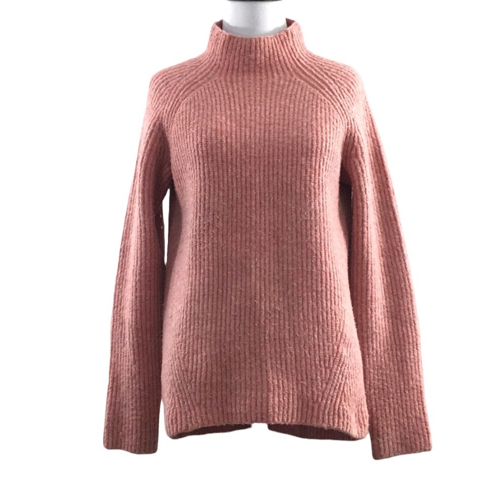 Madewell Pink Ribbed Knit Pullover Sweater Womens‎ Small Turtleneck Acrylic Wool